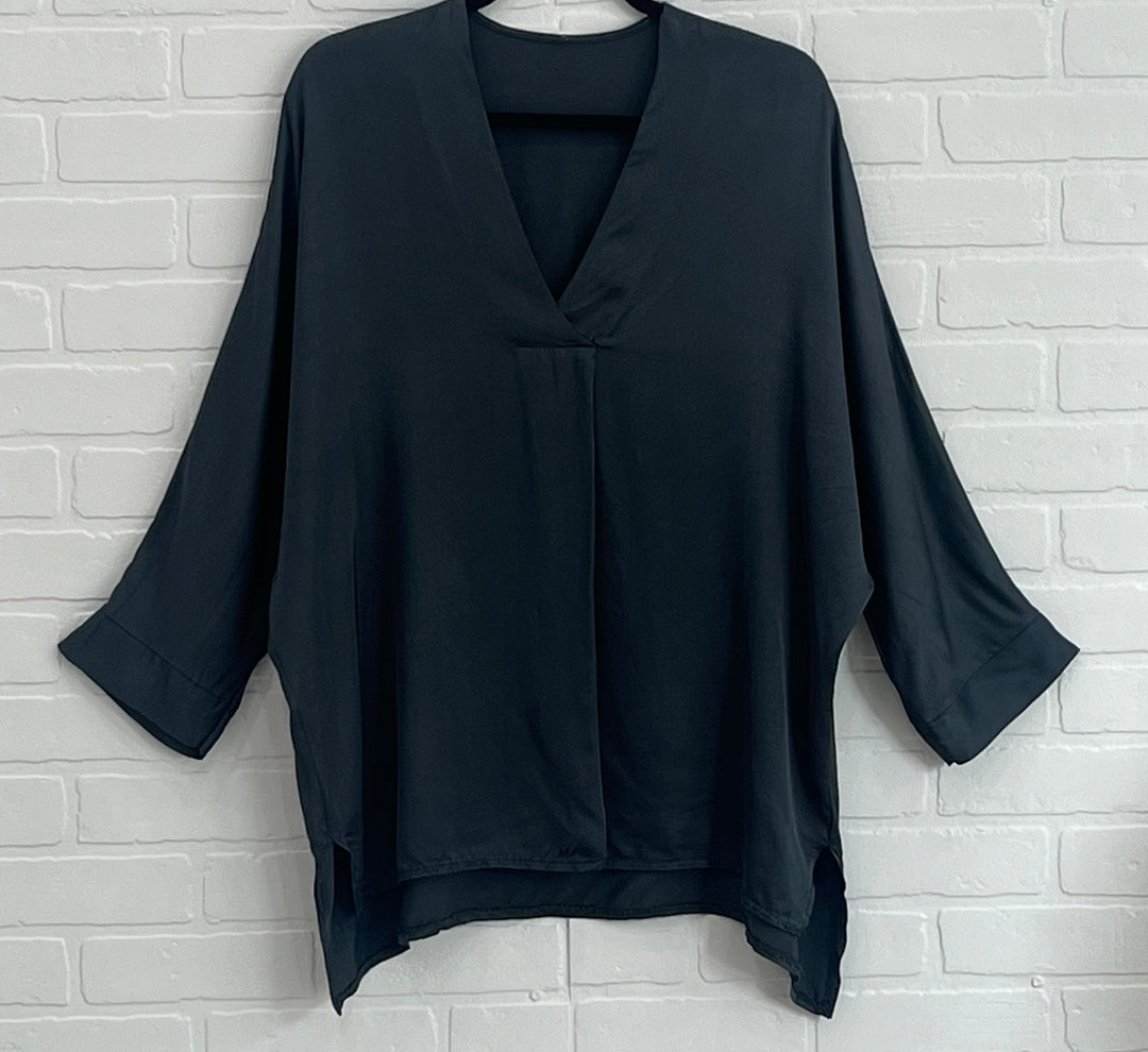 Belle V-neck satin blouse