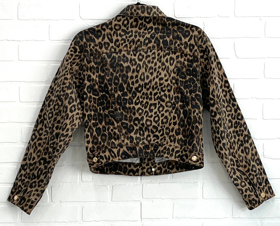 Leopard print denim jacket