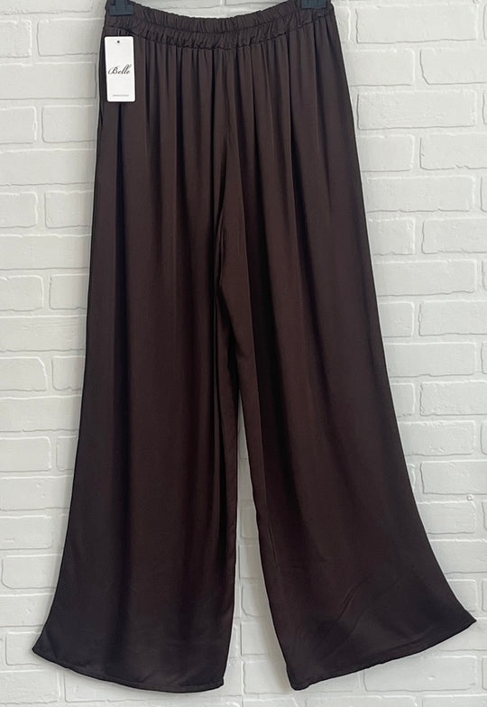 Belle wide leg satin pants