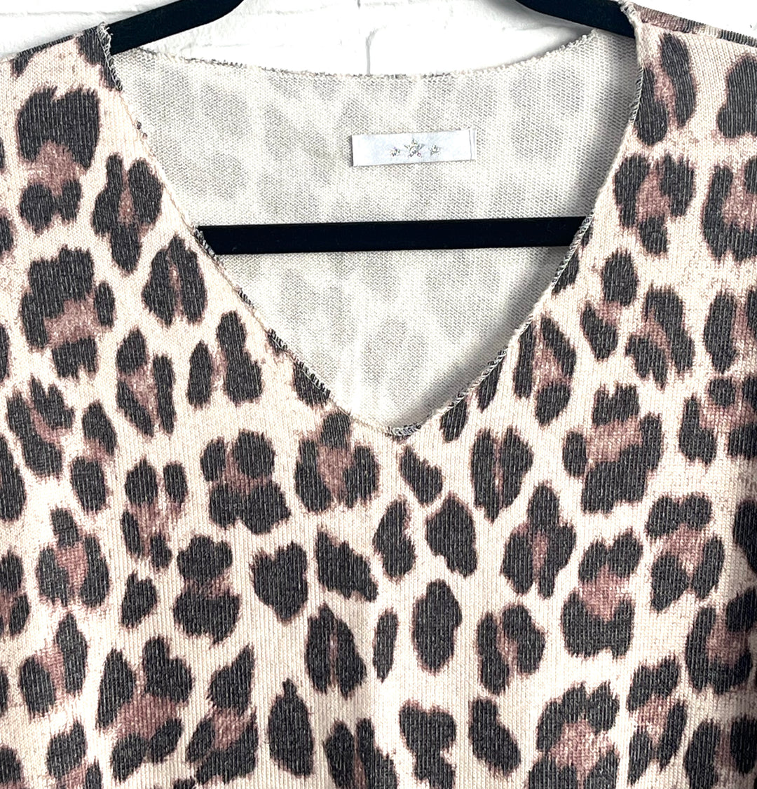 Animal print v-neck sweater