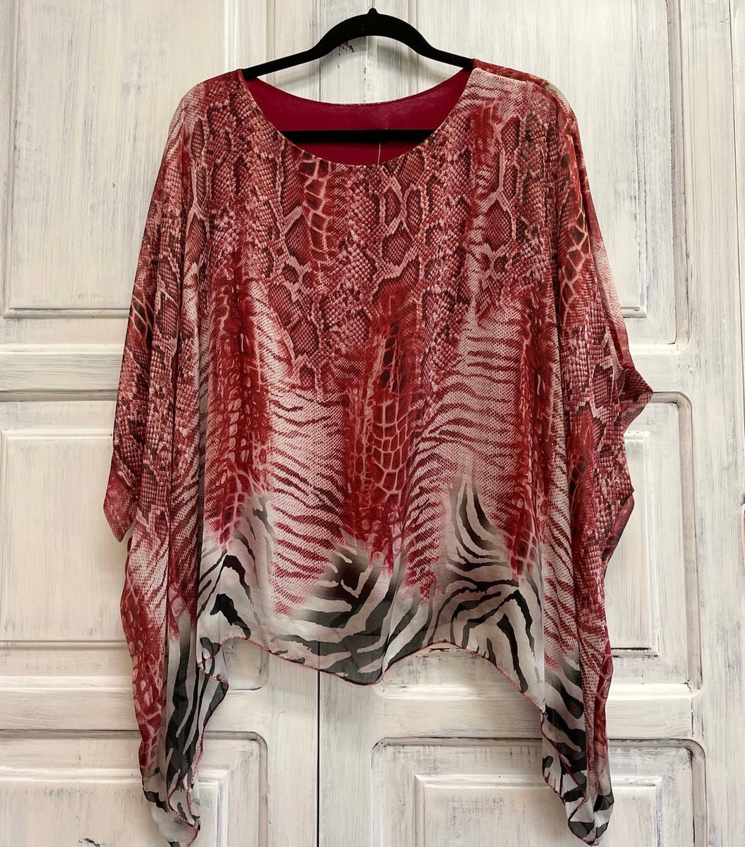 Cranberry zebra  top
