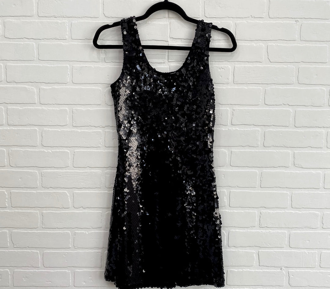 Black Sequenced Mini Dress