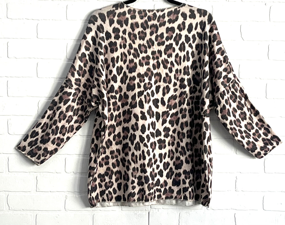 Animal print v-neck sweater