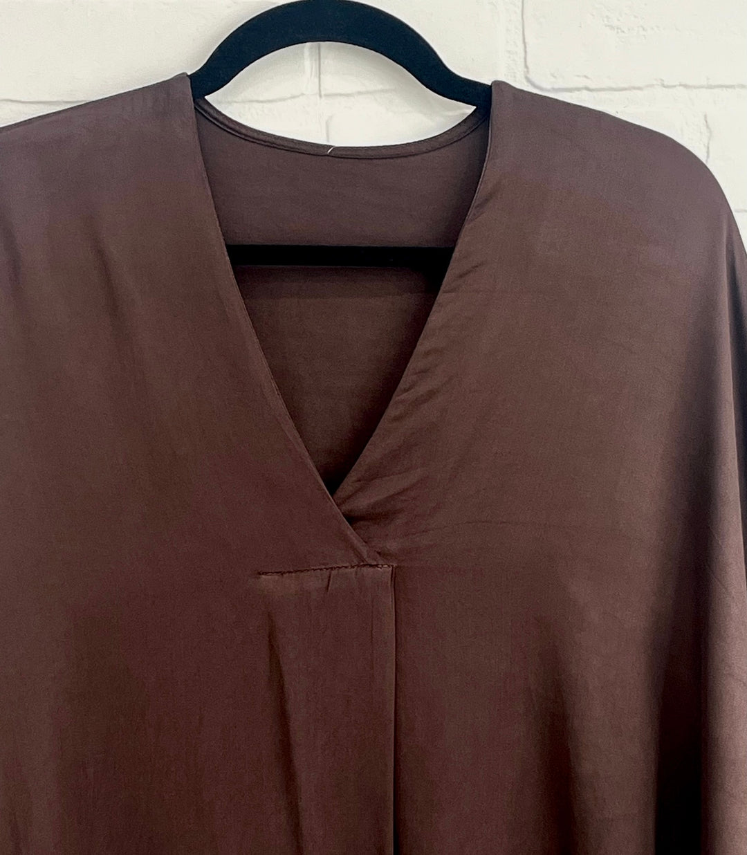 Belle V-neck satin blouse