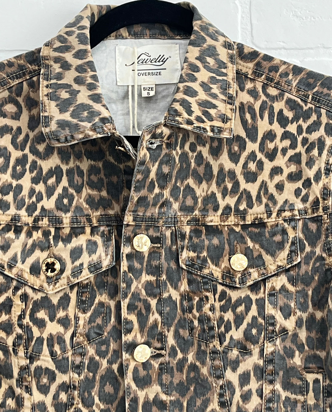 Leopard print denim jacket Leopard M