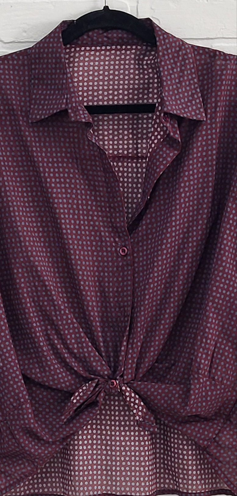 Polka Dot Cotton Button-Down Blouse