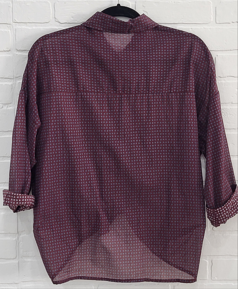 Polka Dot Cotton Button-Down Blouse