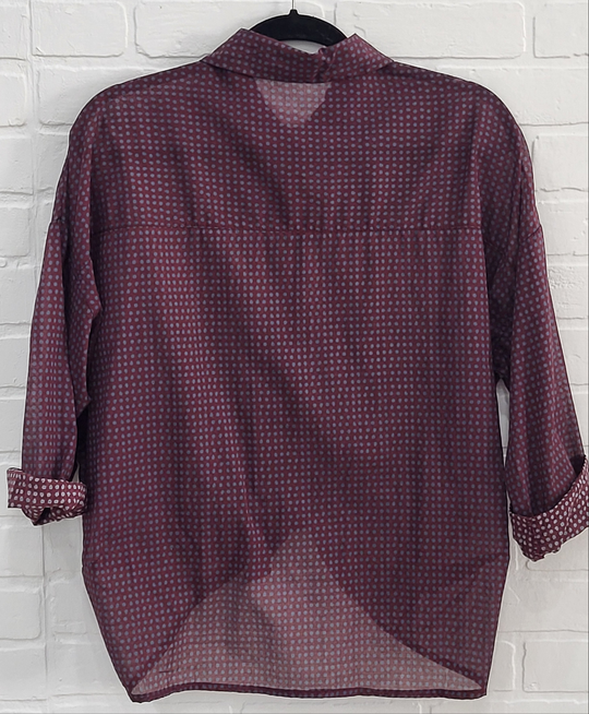 Polka Dot Cotton Button-Down Blouse