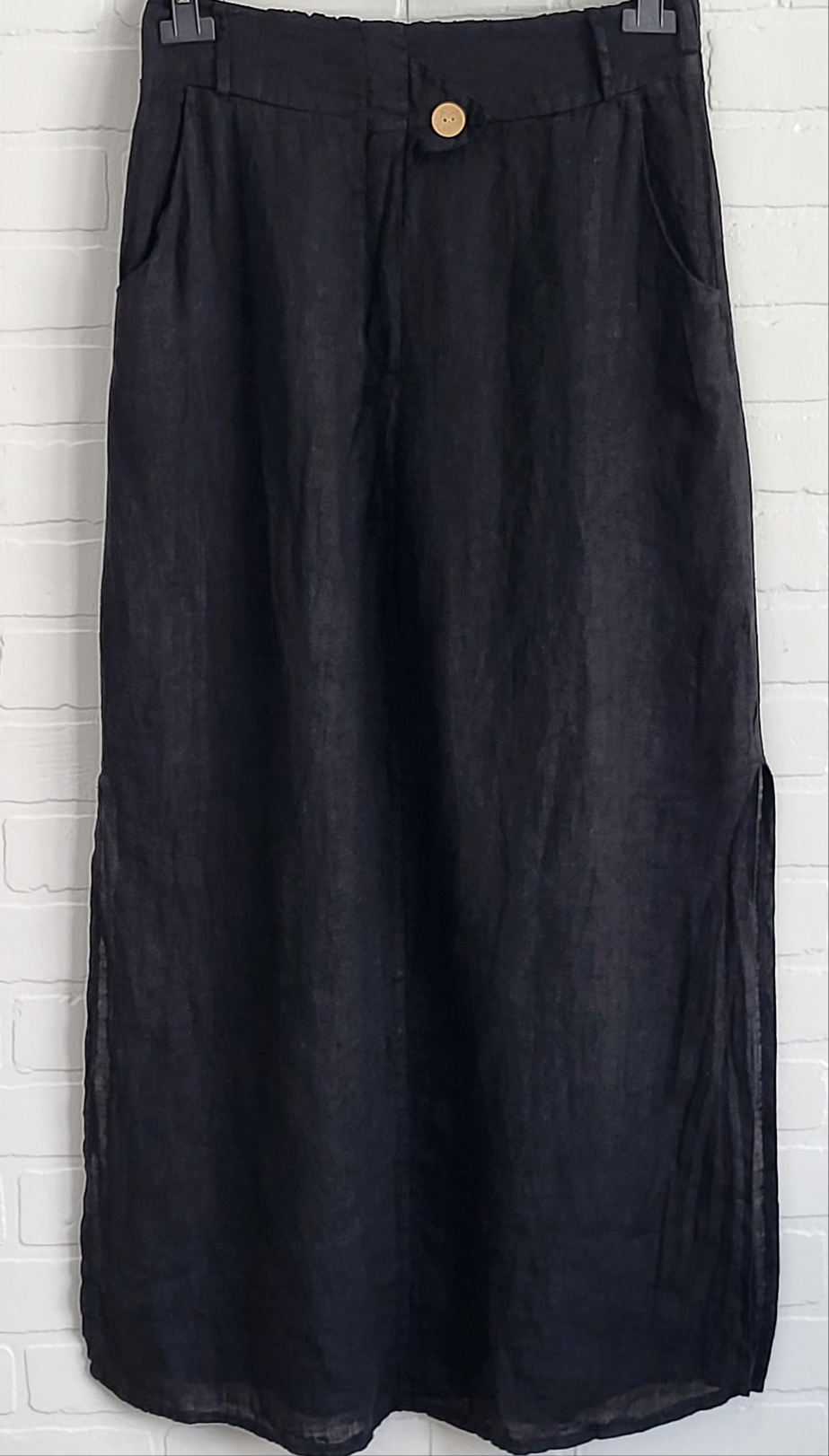 Long Linen Side Slids Skirt