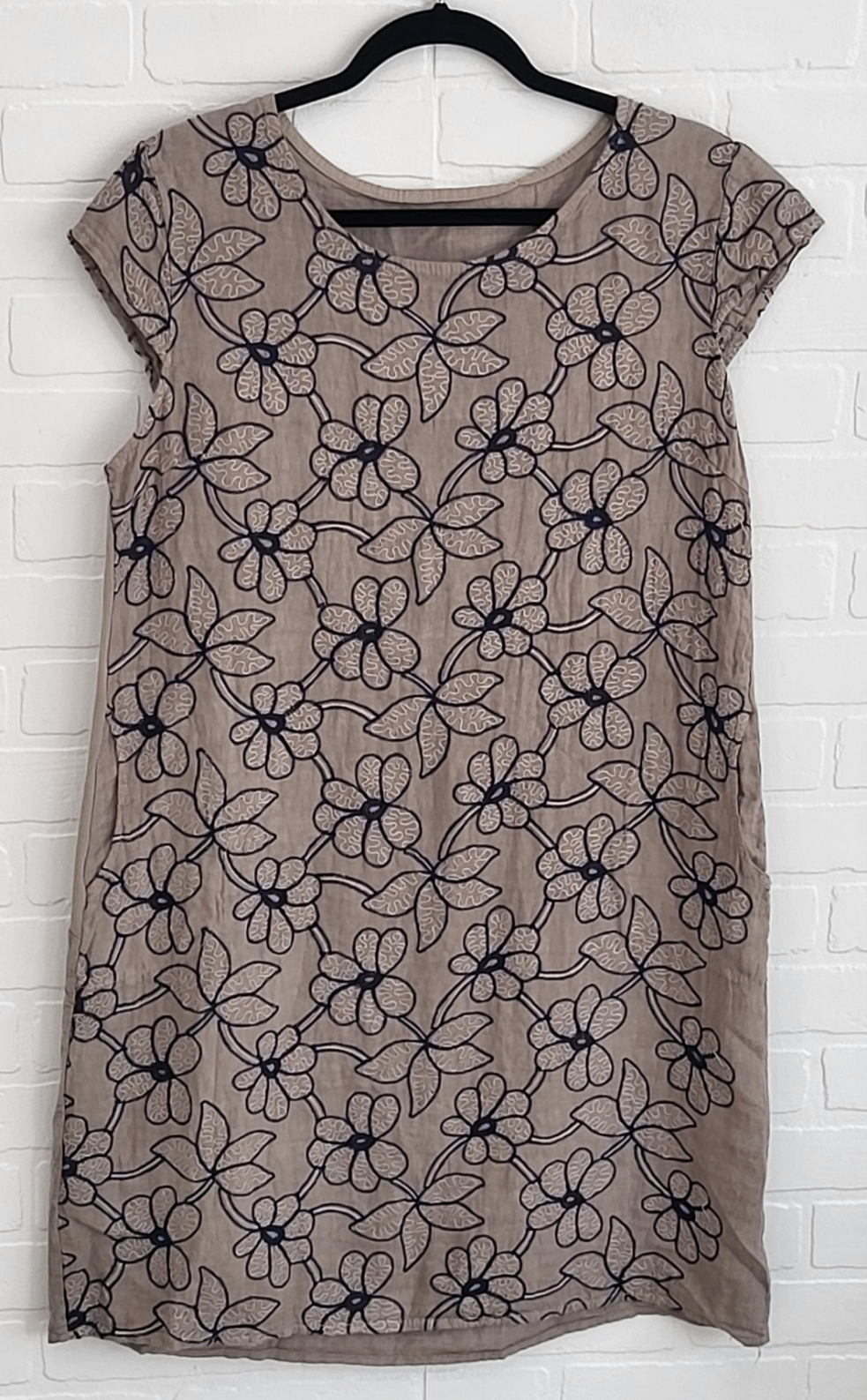 Embroidered Floral Linen Dress