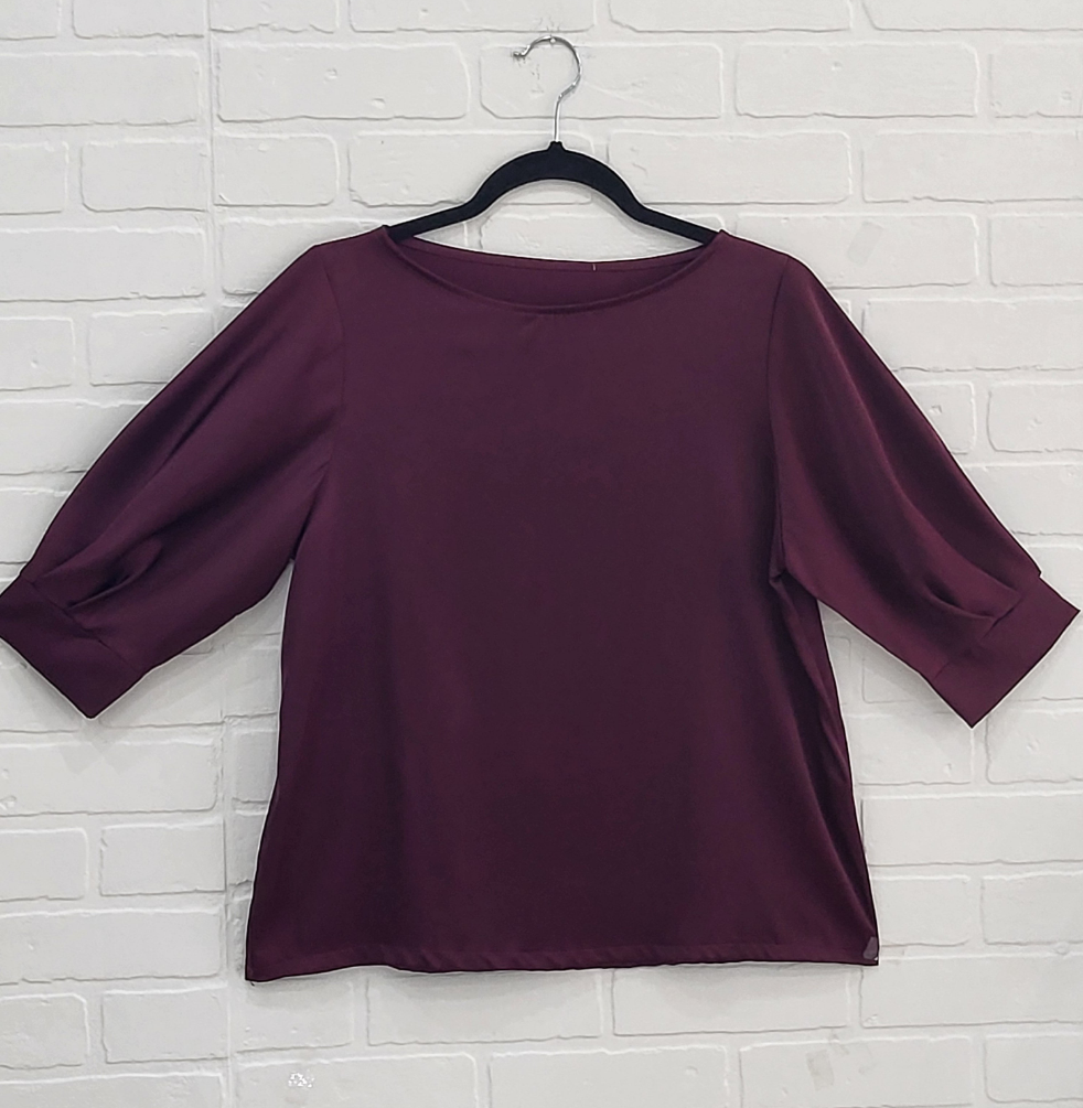 Satin Elegance 3/4 Sleeve Blouse