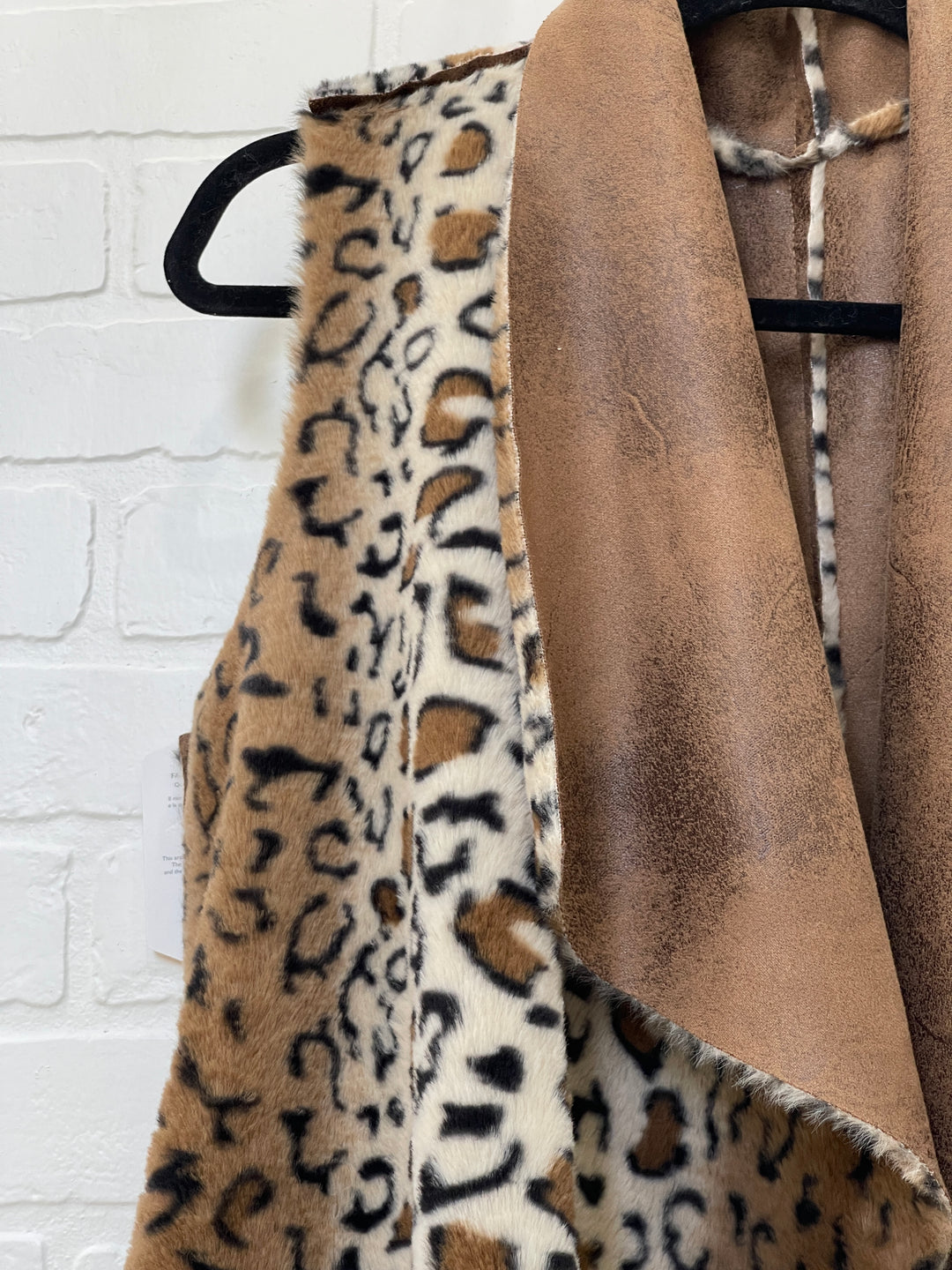 Animal print faux fur vest