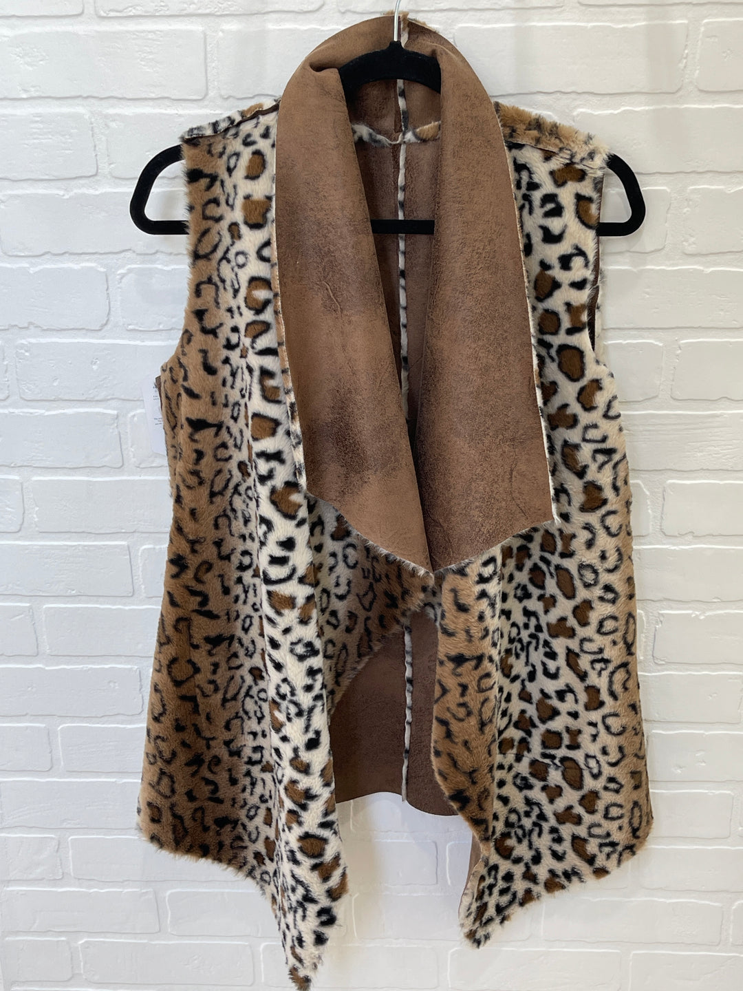 Animal print faux fur vest