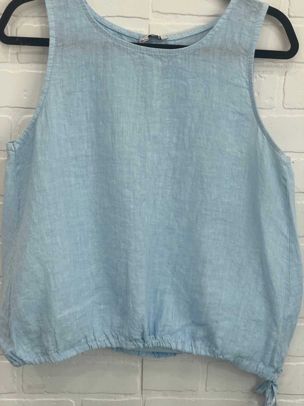 Sleeveless drawstring linen top