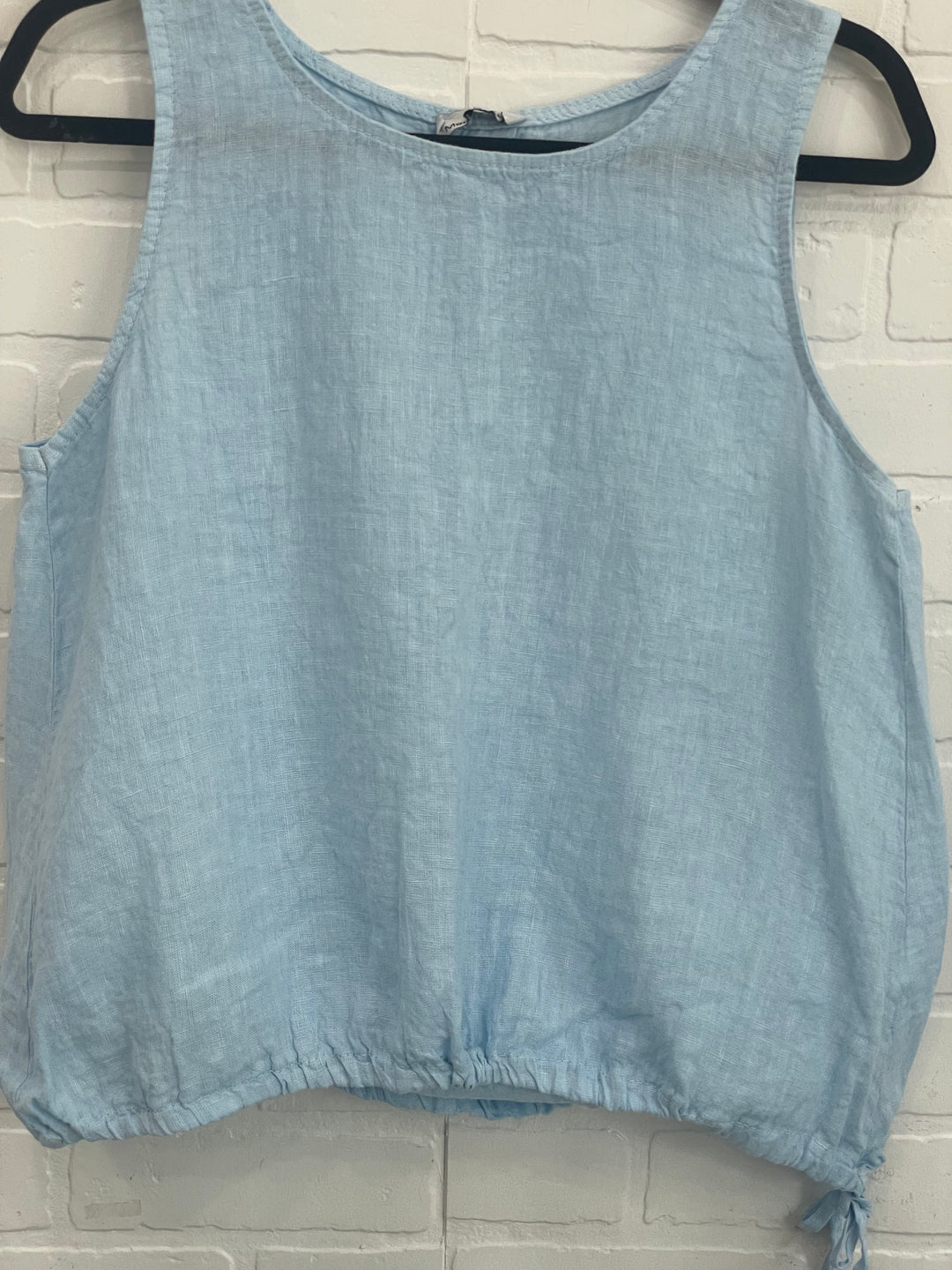 Sleeveless drawstring linen top