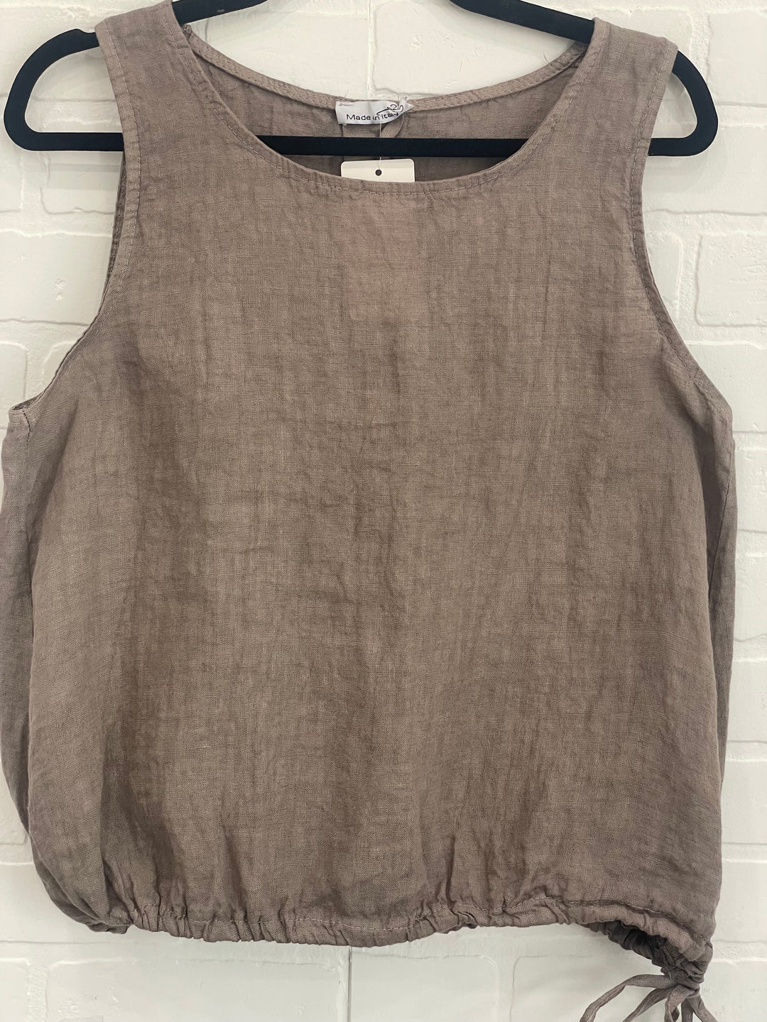 Sleeveless drawstring linen top
