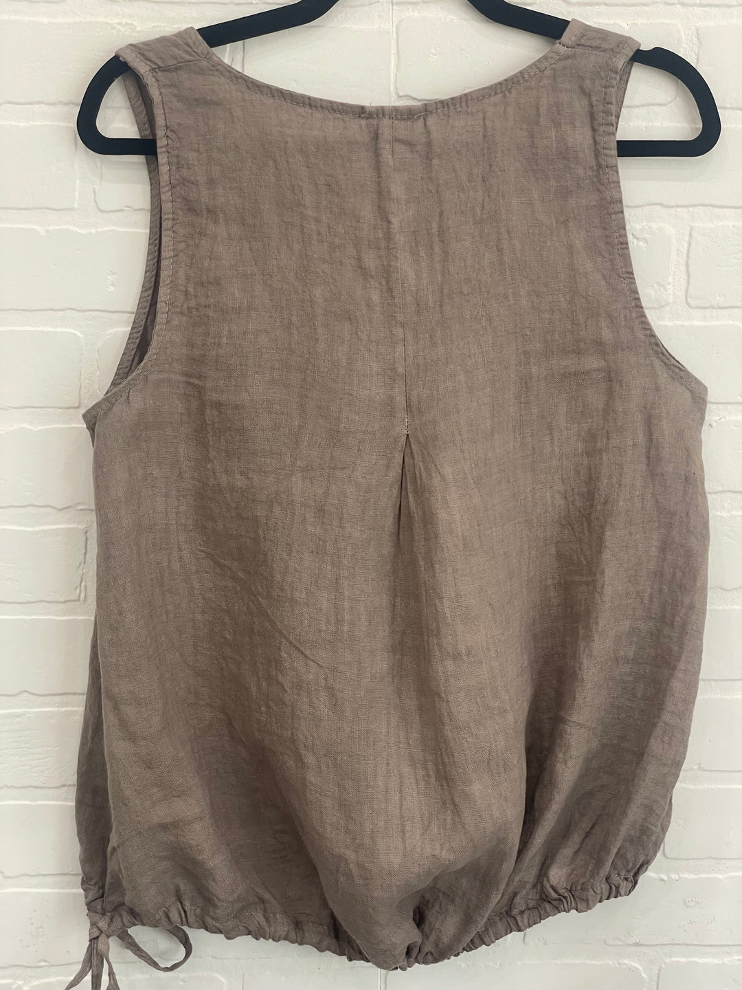 Sleeveless drawstring linen top