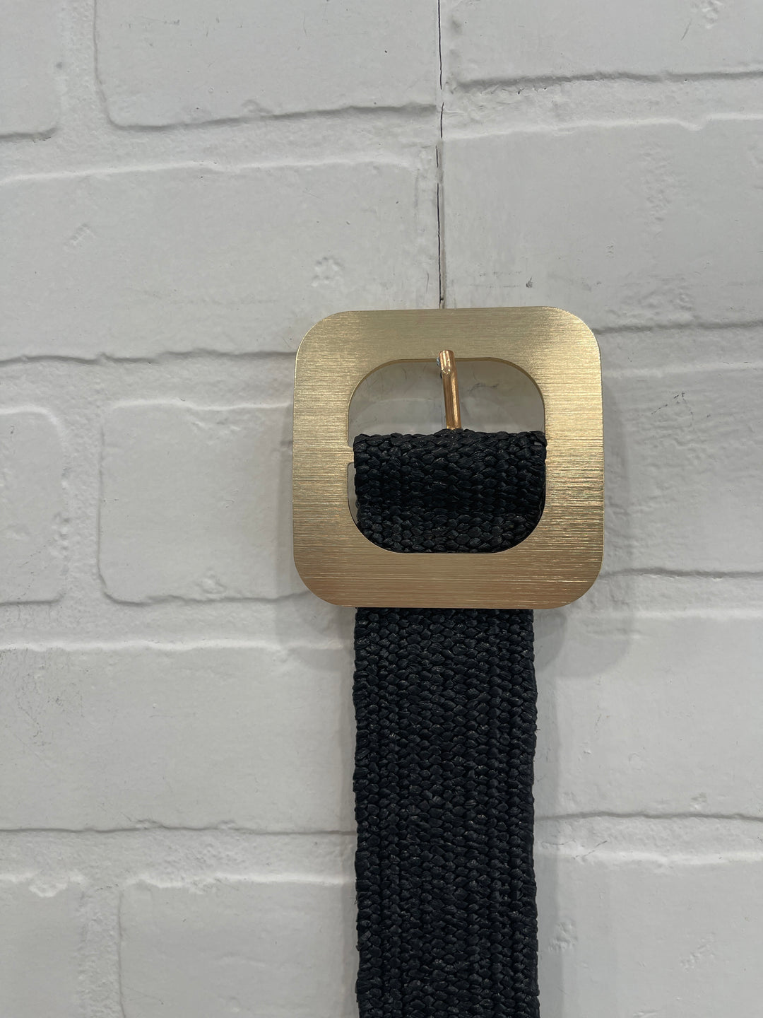 Square gold buckle belt