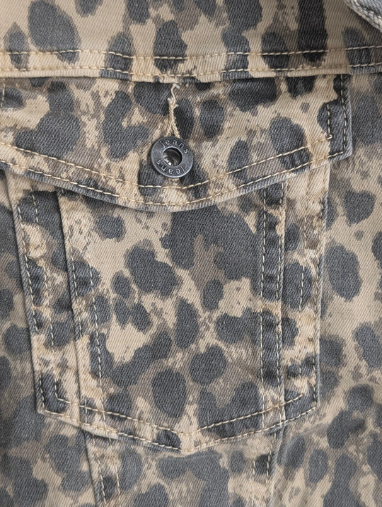 Animal print denim jacket