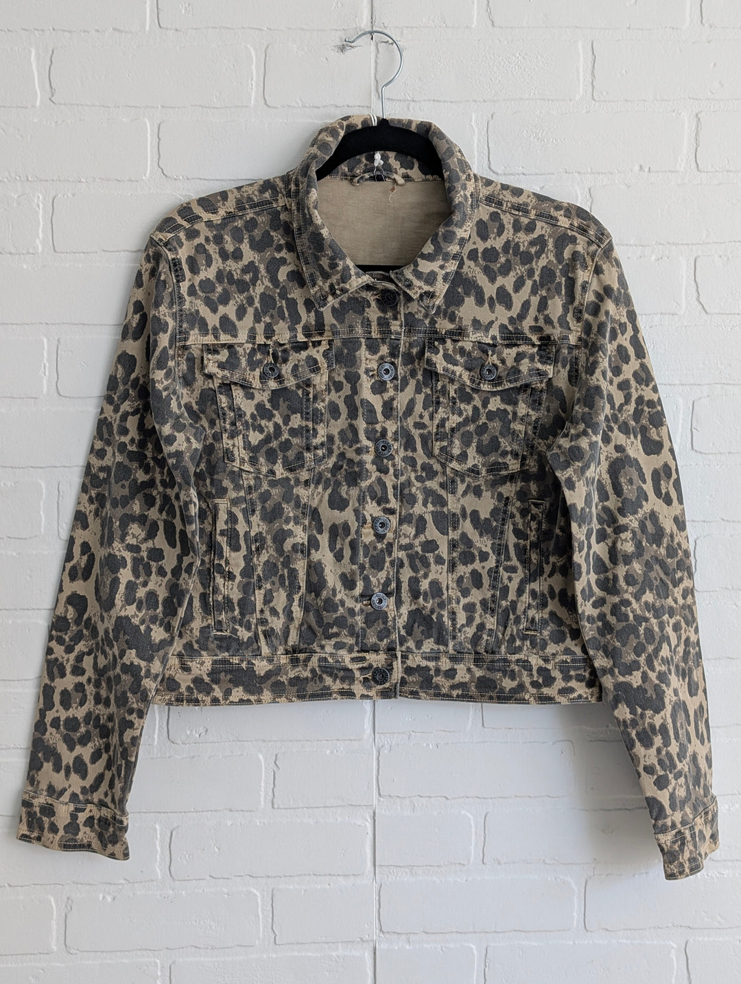 Animal print denim jacket