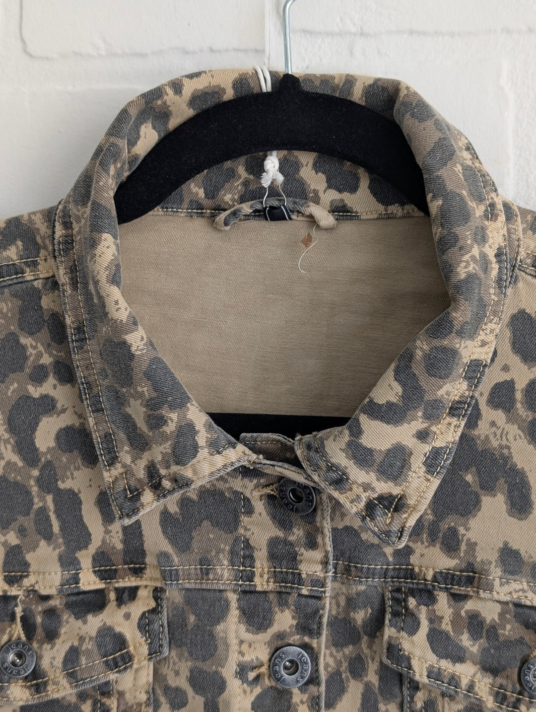 Animal print denim jacket