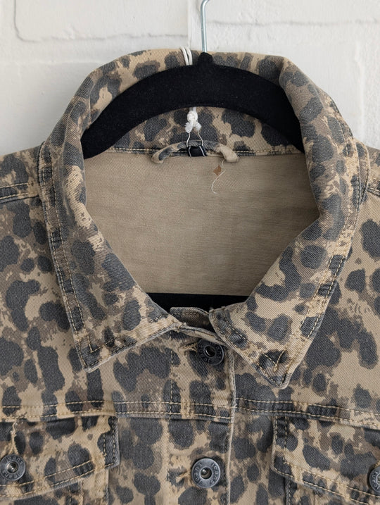 Animal print denim jacket