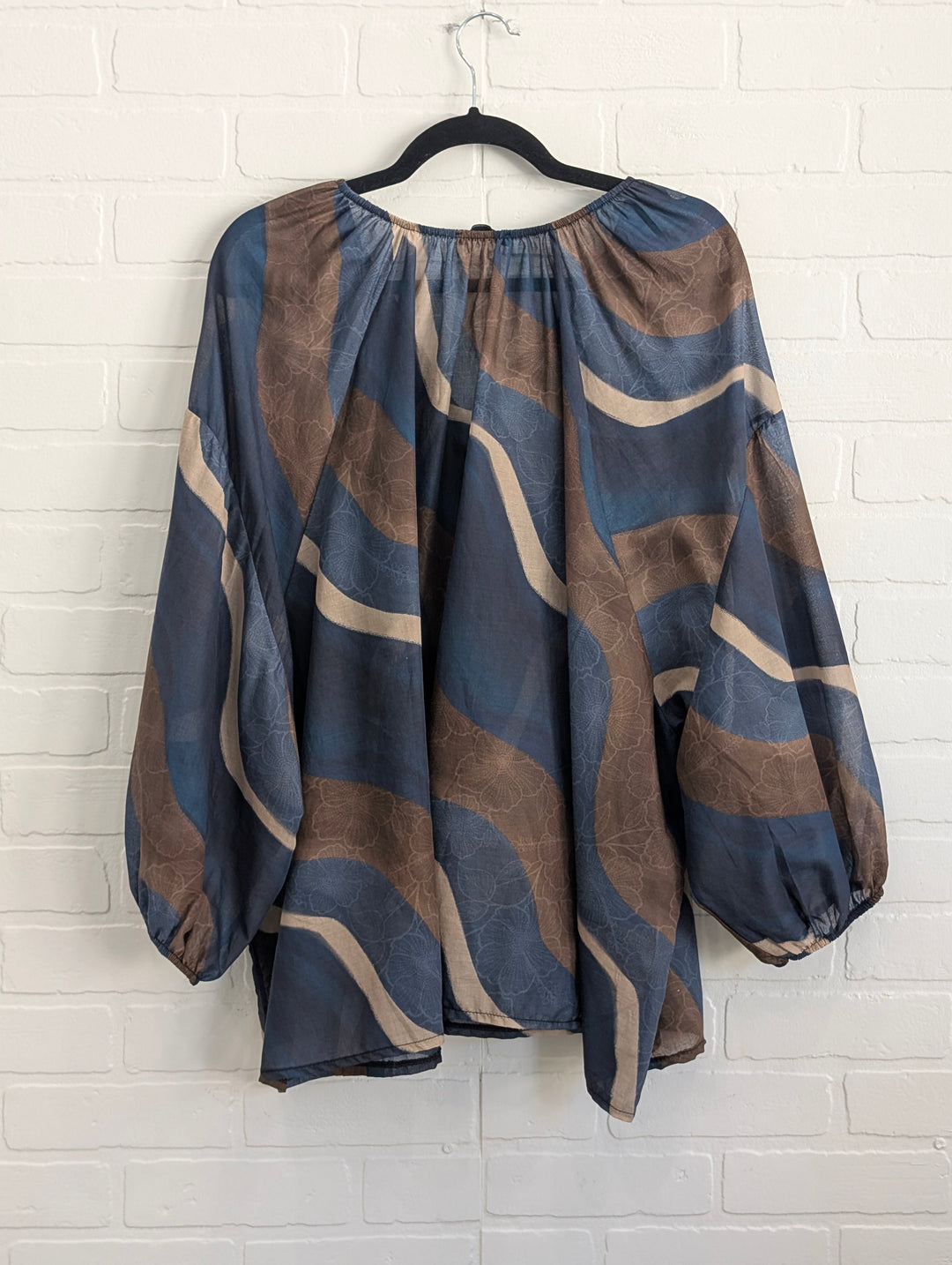 Abstract Wave Print Boho Blouse
