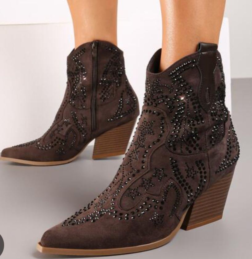 Ankle Crystal Cowboy Boots