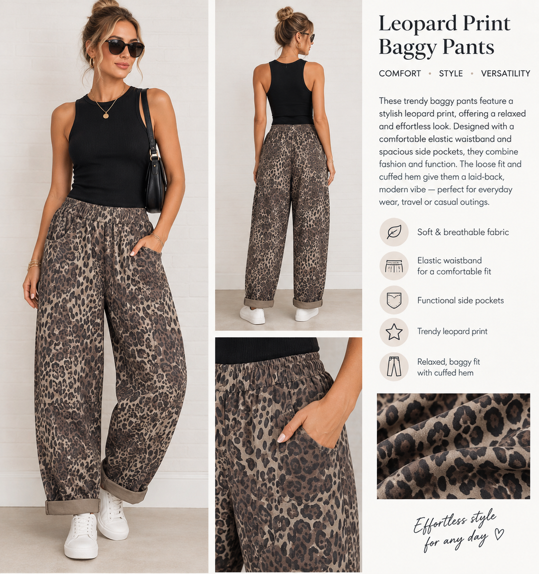 Leopard Print Baggy Pants