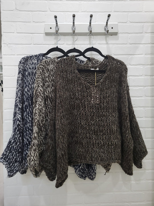 SinsTricot Open-Knit V-Neck Sweater