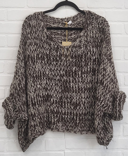 SinsTricot Open-Knit V-Neck Sweater