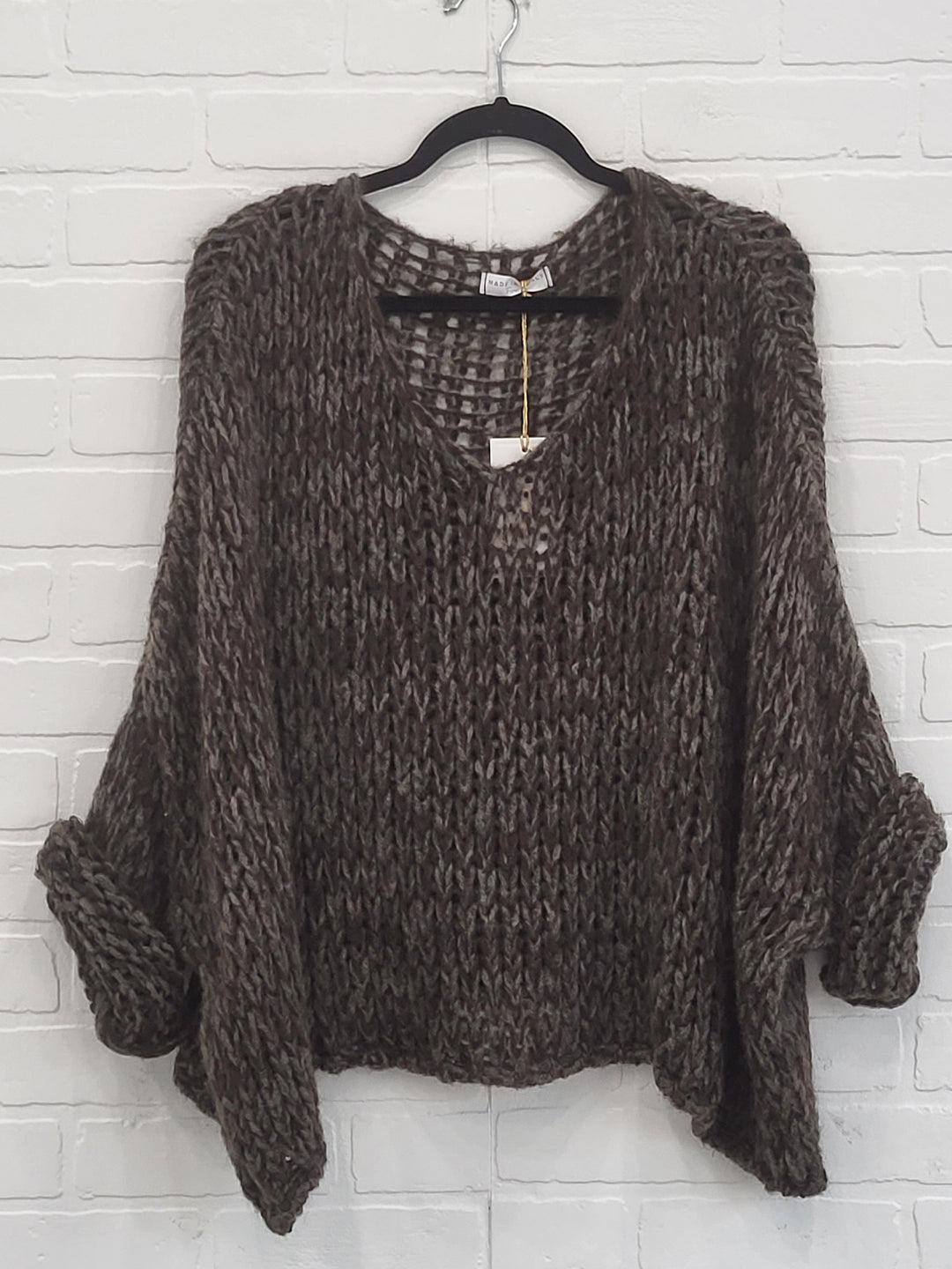 SinsTricot Open-Knit V-Neck Sweater