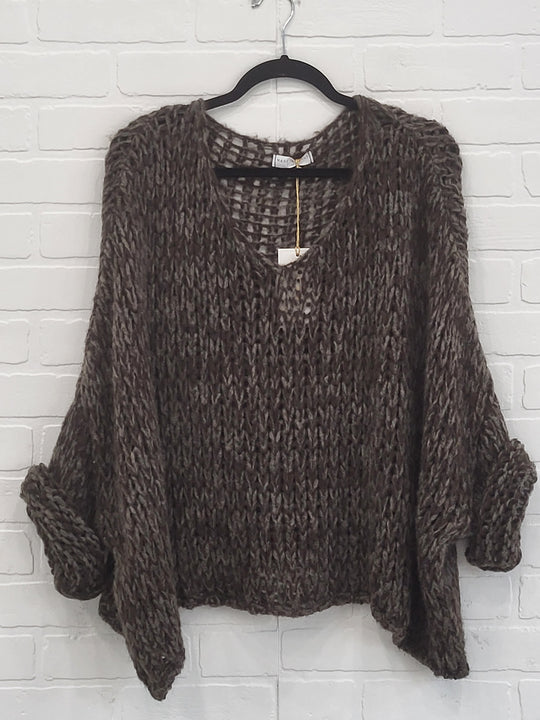 SinsTricot Open-Knit V-Neck Sweater
