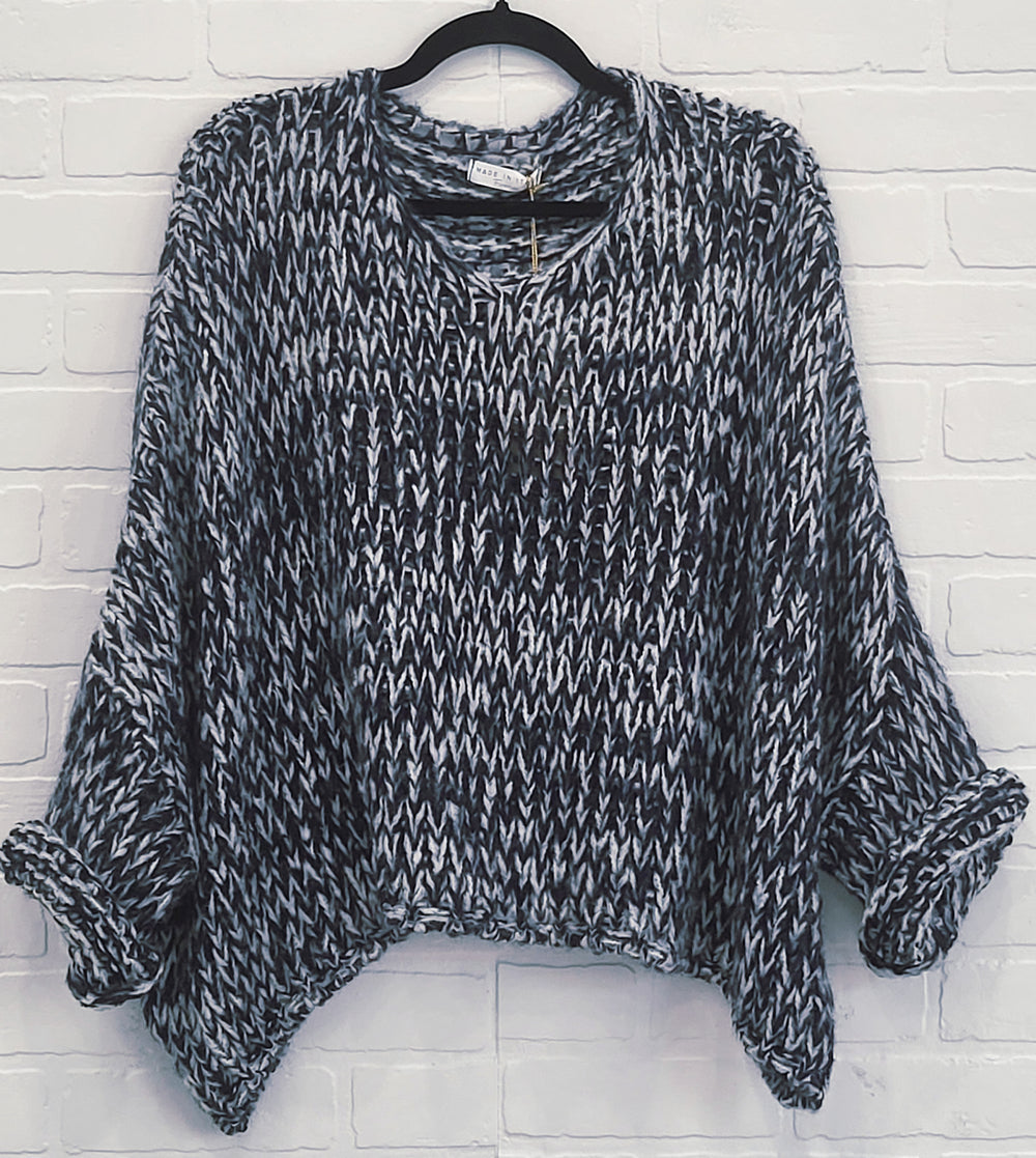 Angelina Open-Knit V-Neck Sweater