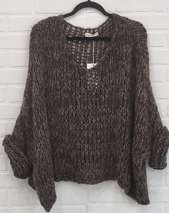 SinsTricot Open-Knit V-Neck Sweater