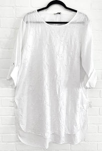 Embroidered linen tunic