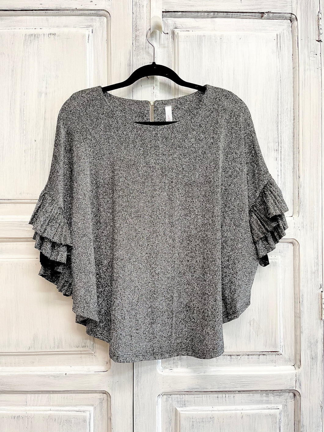 Ruffle sleeves sparkly top