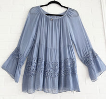 Load image into Gallery viewer, Blue layered boho top
