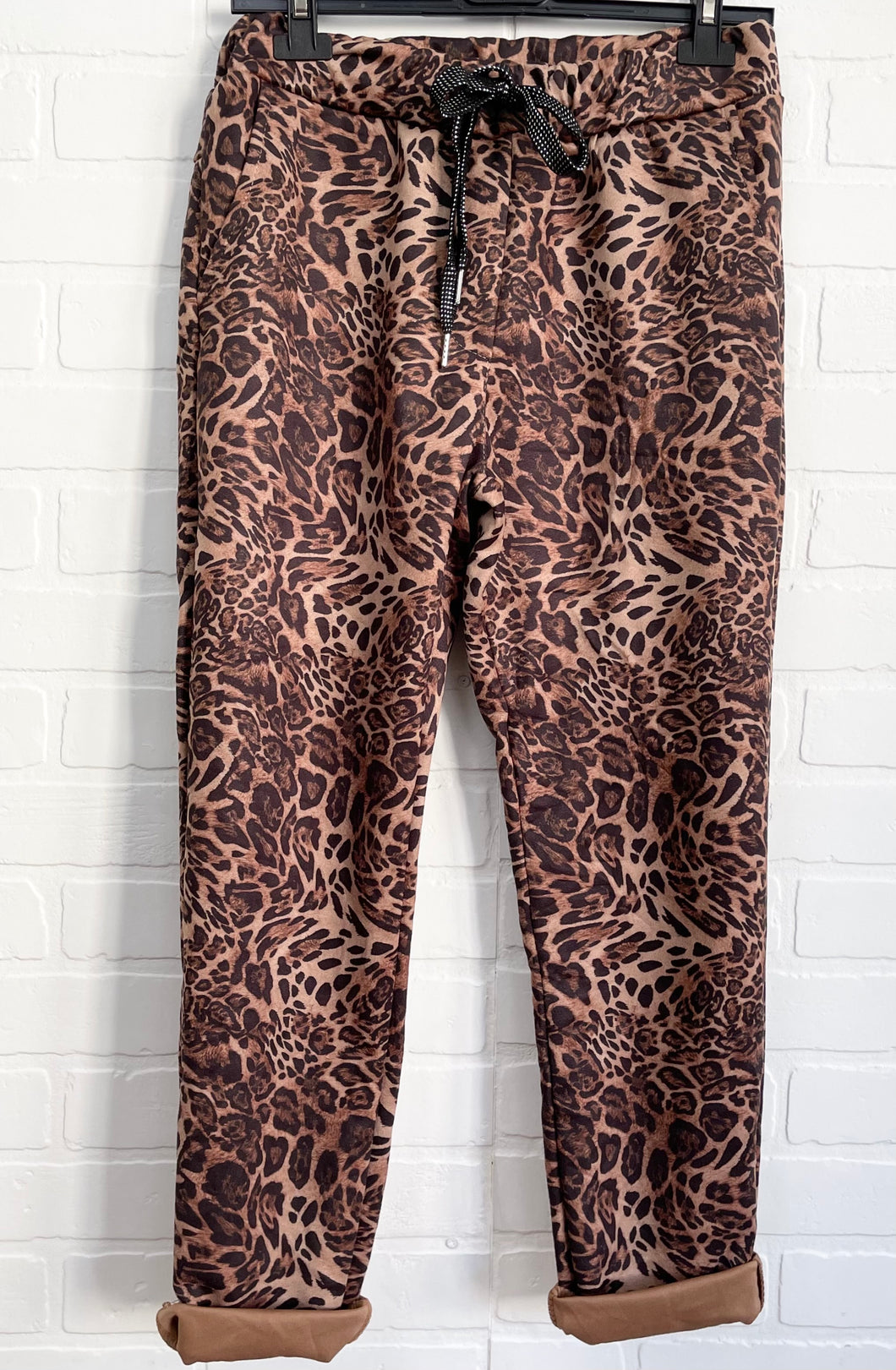 Brown Cheetah jogging pants