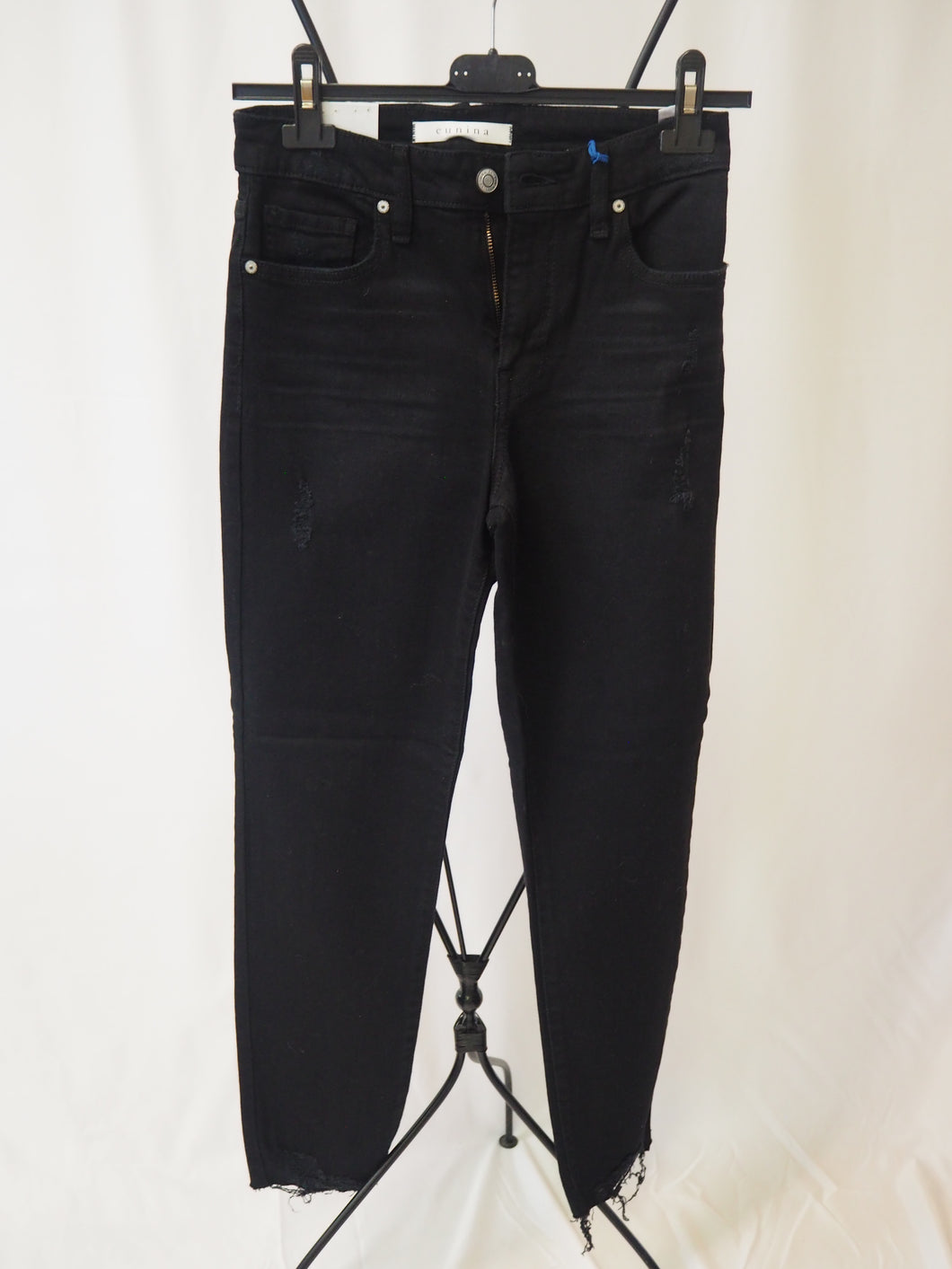 High-Waisted Distressed Black Jeans