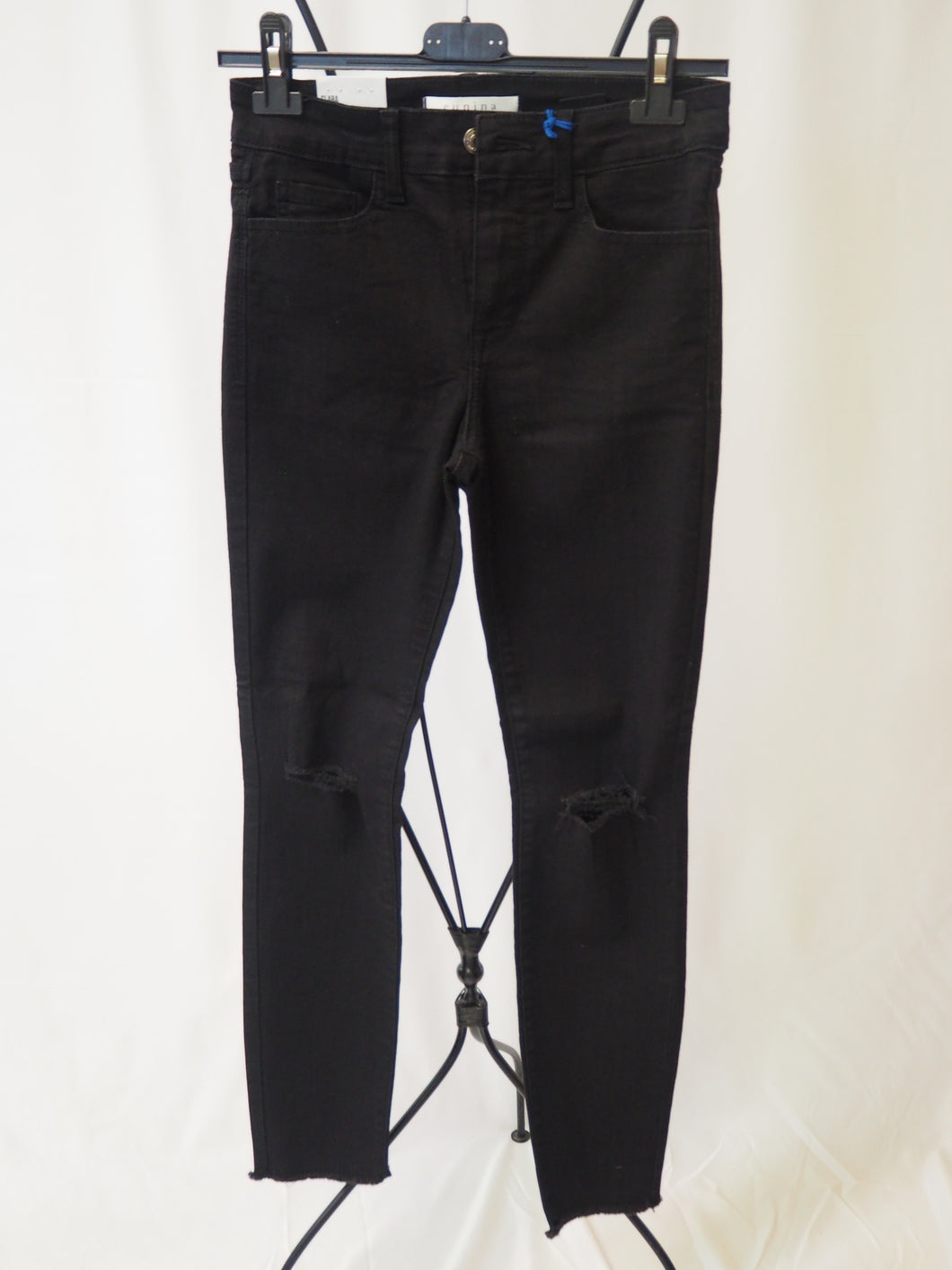 High-Waisted Knee Cut Jeans
