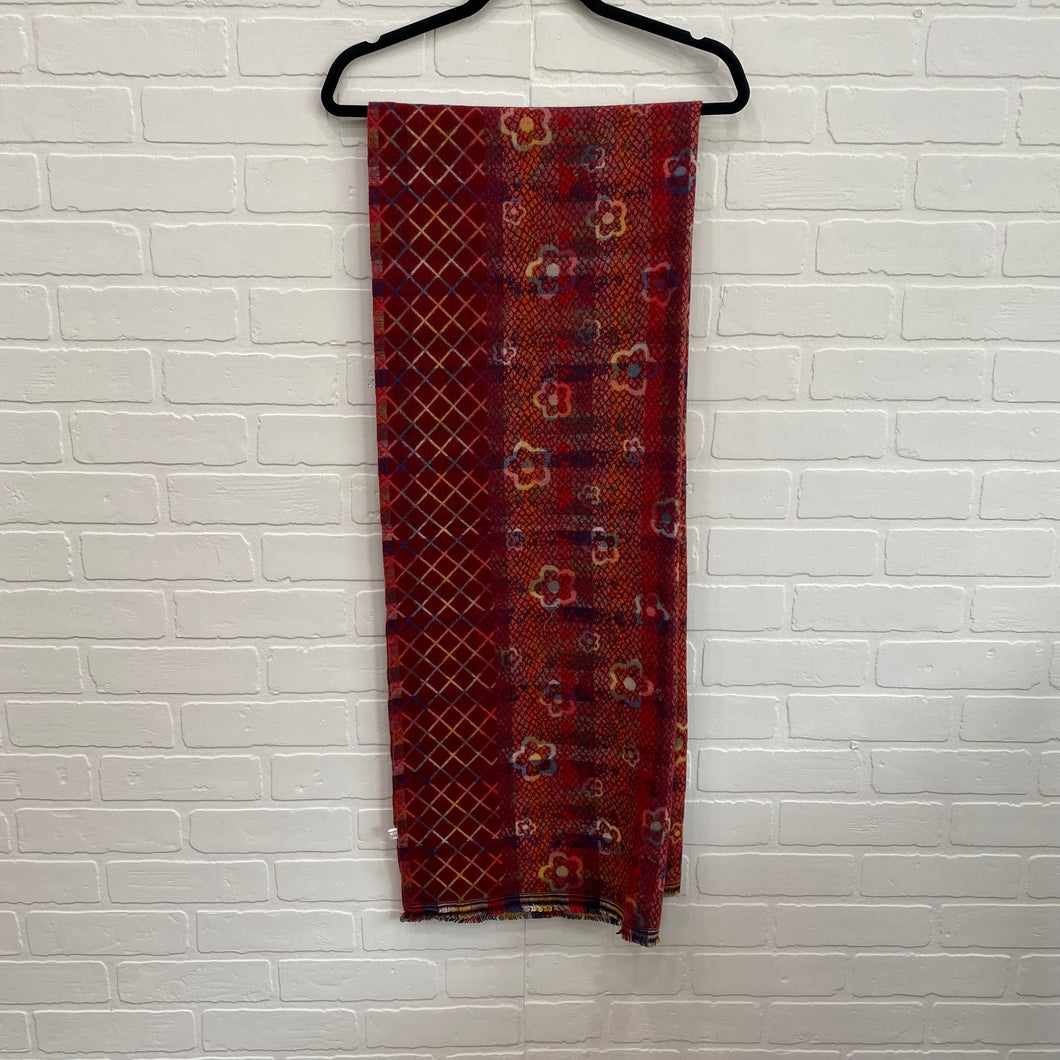 Red Flower Patterned Scarf