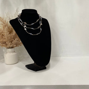 Asymmetrical Layered Necklace With Black Shapes