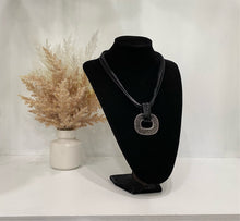 Load image into Gallery viewer, “O” Shaped Beaded Necklace With Layered Leather Chain
