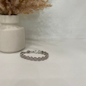 Silver Bracelet With Crystal Covered Circles