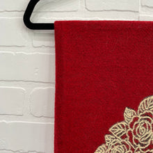 Load image into Gallery viewer, Red Scarf With White Flower Stitching
