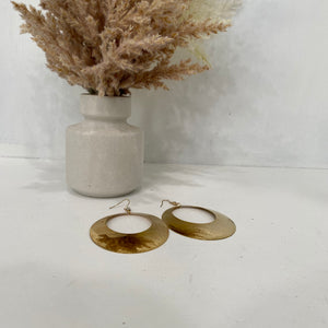 Gold Oval Dangling Earrings