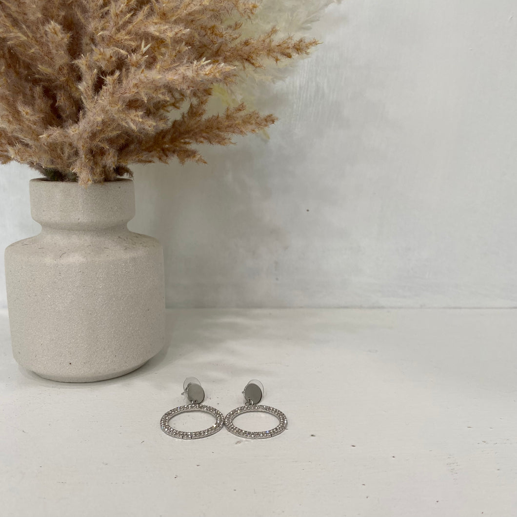 Jewelled Circle Earrings With A Reflective Stud