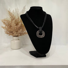 Load image into Gallery viewer, “O” Shaped Beaded Necklace With Layered Leather Chain

