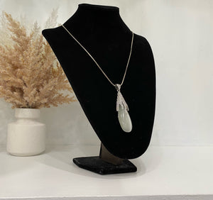 Silver Gem Necklace With A Large Crystal Pendant